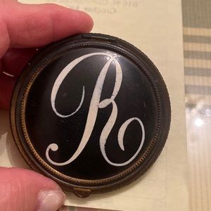 Vintage/?Victorian RARE leather bottom compact